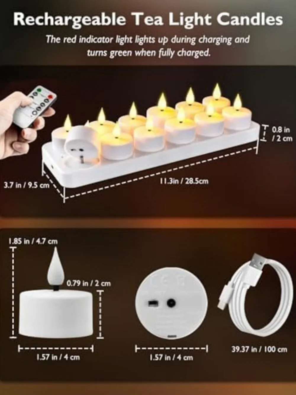 12-Pack Rechargeable LED Tea Light Candles with Remote & Timer - Perfect for